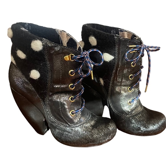 Irregular Choice Shoes - Irregular Choice Spotted Furry Boots